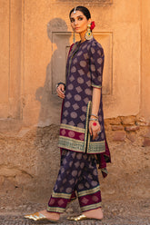 3-PC Embroidered Raw-Silk Shirt with Embroidered Chiffon Dupatta and Trouser CMA-4-066